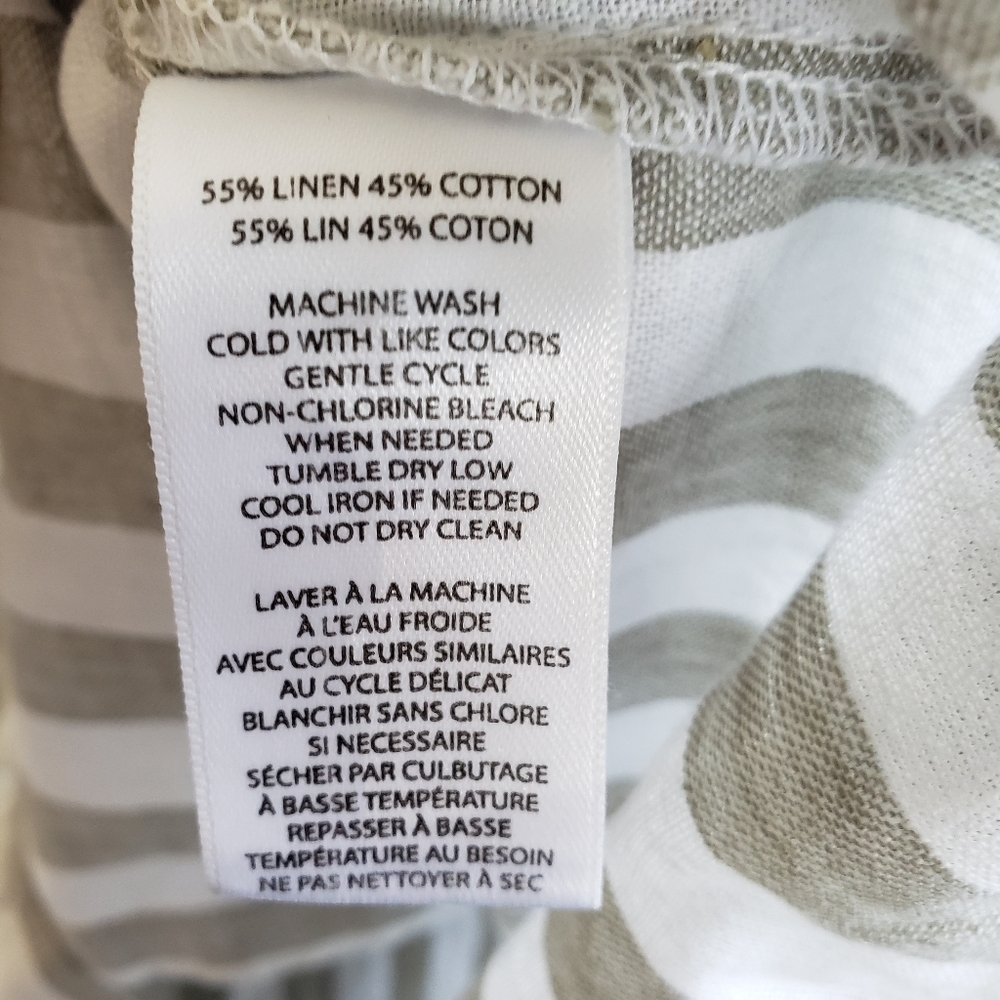 Beachlunchlounge White and Green Short Sleeve Button Down Shirt Linen Blend - Picture 4 of 7